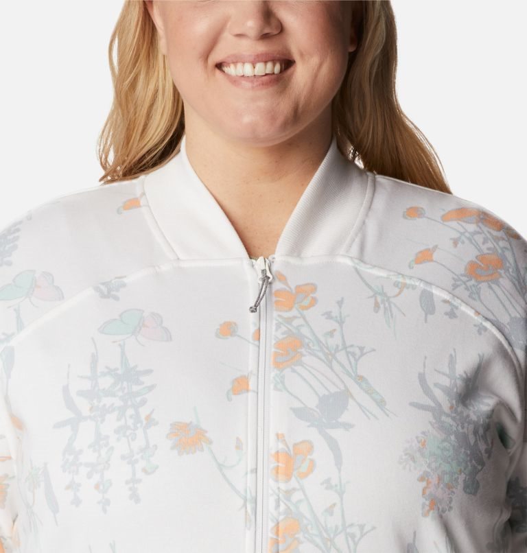 Women's Columbia Lodge French Terry Full Zip Jackets Flower | Plus Size CA-WAC48